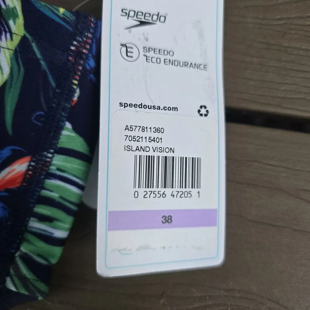 Speedo Endurance Men's Multicolor Floral Island Vision Racer Briefs Sz 38 New